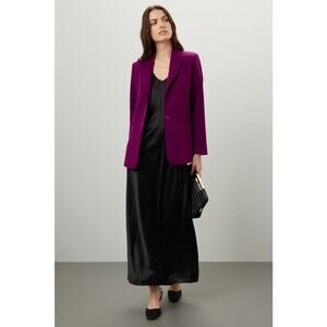 ENDLESS ROSE Purple Crepe Front Button Closure Jacket Blazer Size Medium
